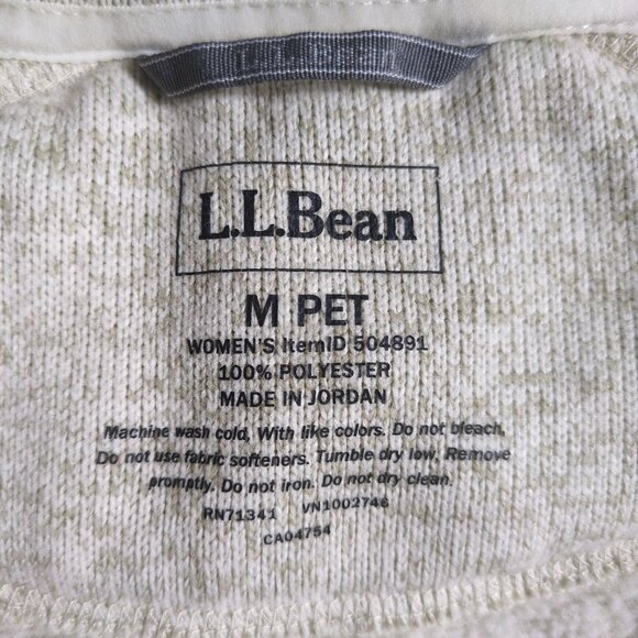 L.L. Bean Women’s M Petite Fleece Full Zip Jacket Cream Heather Zip Pockets - Picture 3 of 8